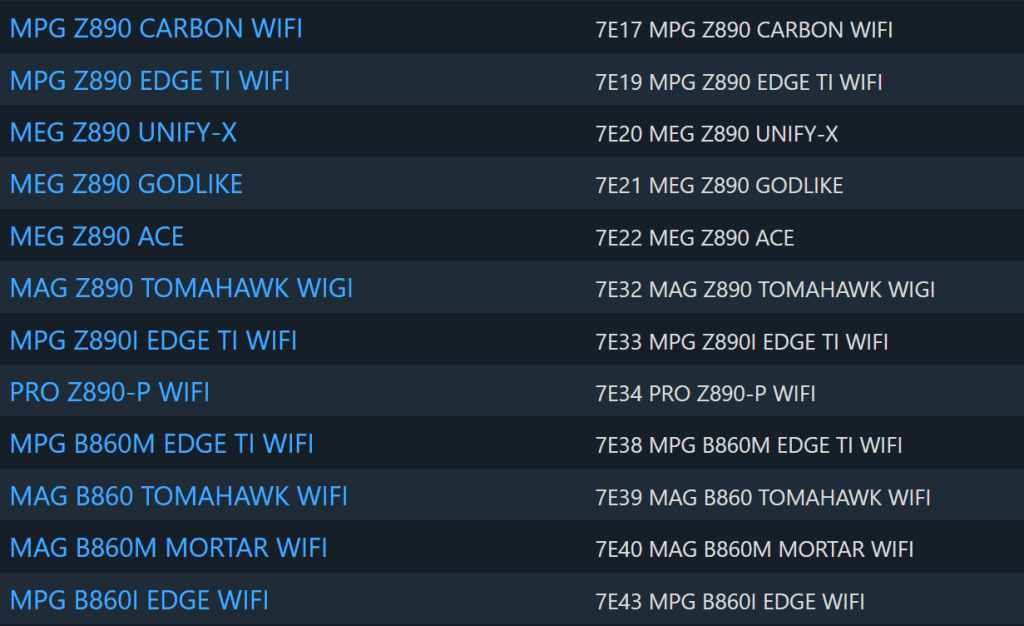 Msiin Yeni Nesil Z890 Ve B860 Anakartlari Listelendi Intel Arrow Lake Masaustu Islemcileri Icin Meg Mpg Mag Ve Pro