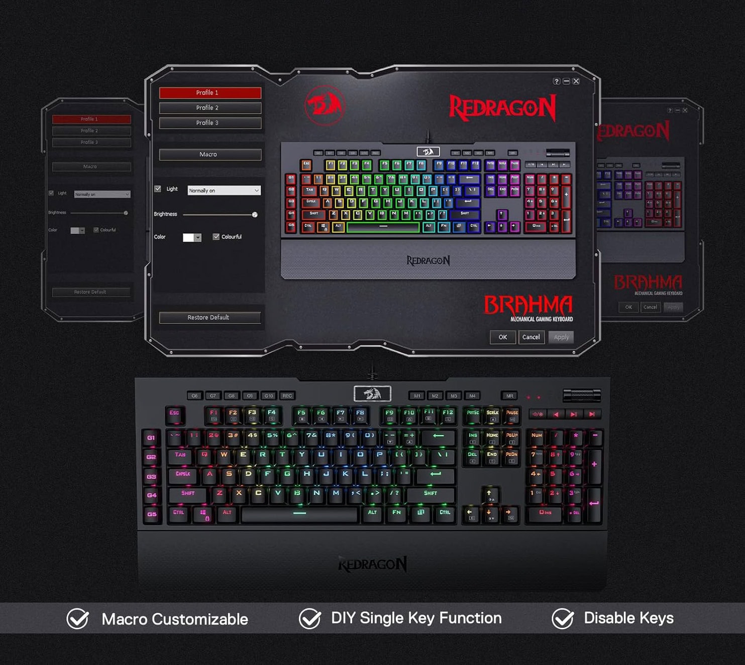 Redragon Brahma K586rgb Blue Switch Optik Mekanik Türkçe Kablolu Gaming Klavye H7