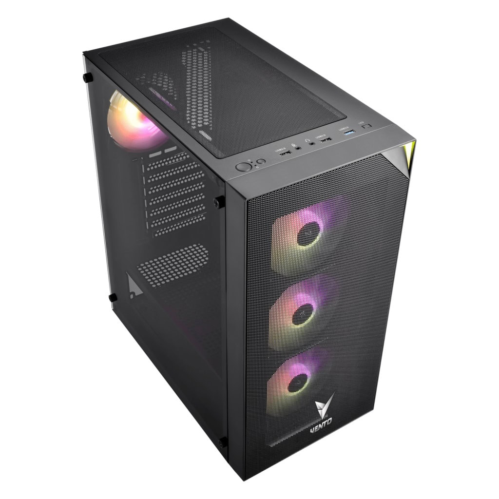 Vento Vg3400s Rgb Temperli Cam Usb 3.0 Mesh Siyah Atx Gaming Kasa H3