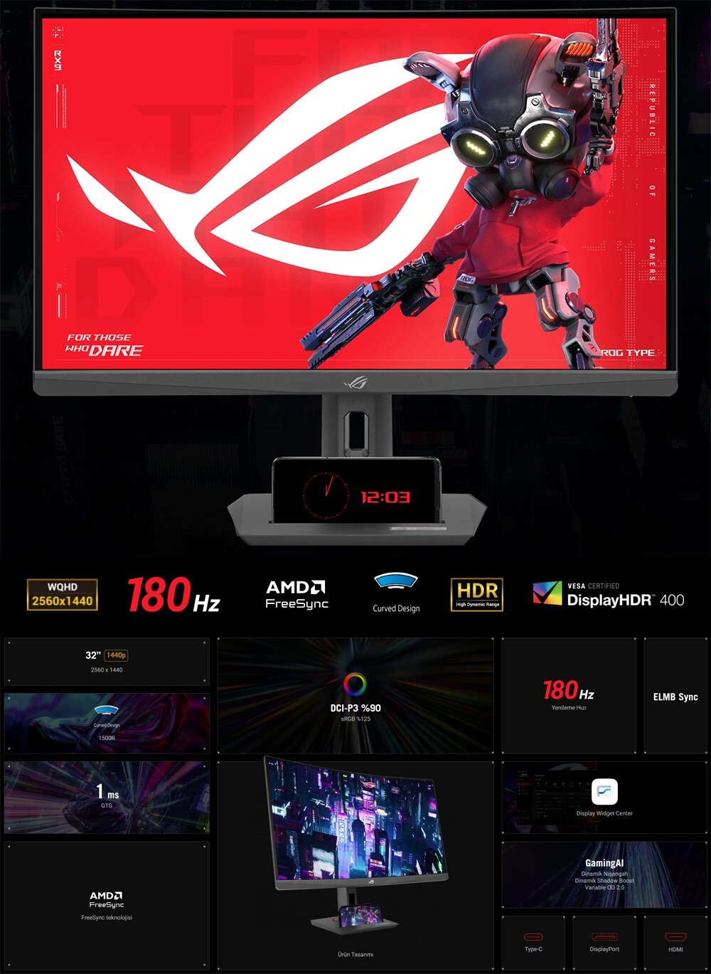 ASUS ROG Strix XG32WCS Gaming Monitör H3