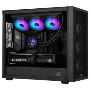 RGB aydınlatmalı soğutucu ve yüksek performanslı ekran kartı içeren gaming bilgisayar kasası.