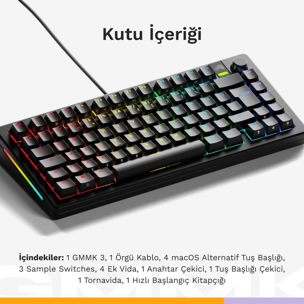 Glorious Gmmk3 Mekanik Moduler Turkce Siyah Gaming Klavyesi 6