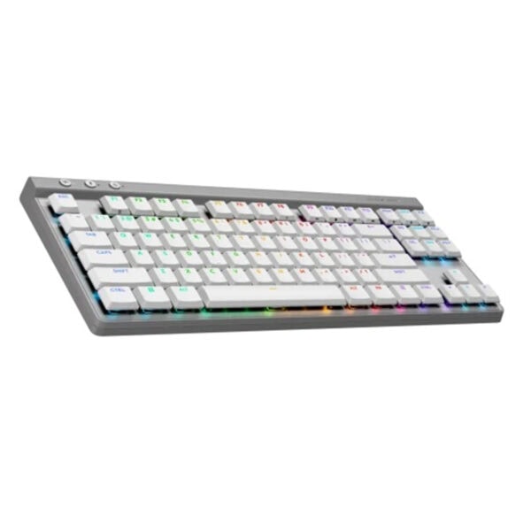 Renkli RGB ışıklı oyuncu bilgisayarı klavyesi, kablosuz ve mekanik tuşlar, rahat yazma ve oyun performansı için ergonomik tasarım. Ofis ve oyun kullanımı için modern ve şık bilgisayar aksesuarı.