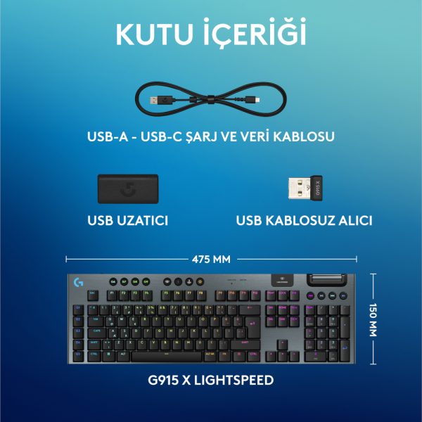 Logitech G915 X Lightspeed Tactile Switch Low Profile Rgb Ingilizce Gaming Klavye 920 012676 V2