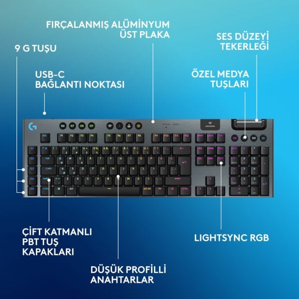 Logitech G915 X Lightspeed Tactile Switch Low Profile Rgb Ingilizce Gaming Klavye 920 012676 V7