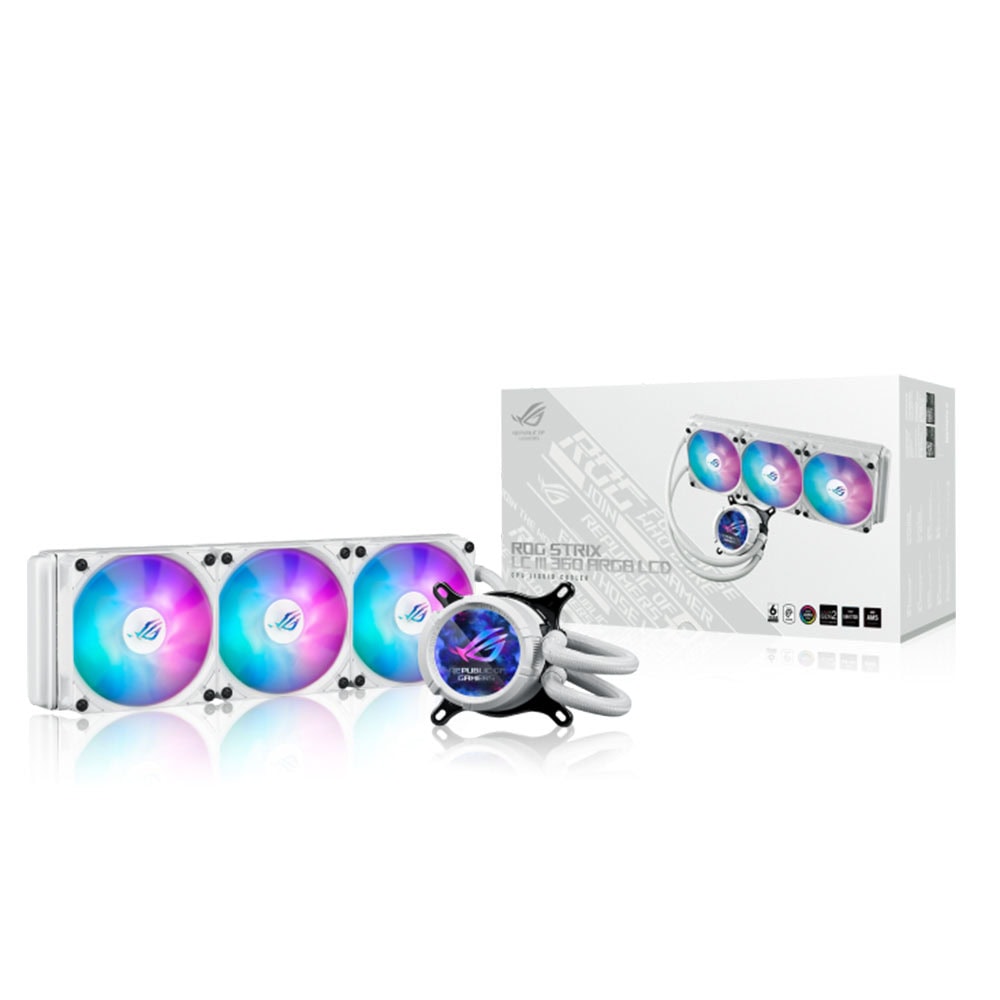 Asus Rog Strix Lc Iii 360 Argb Lcd Beyaz 360mm Intel Amd Uyumlu Islemci Sivi Sogutucu 1