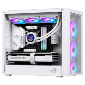 Beyaz renkli ASUS ROG Strix LC III 360 ARGB LCD sıvı soğutucu, 360mm radyatör ve RGB aydınlatma özellikleriyle yüksek performanslı bilgisayar soğutması.