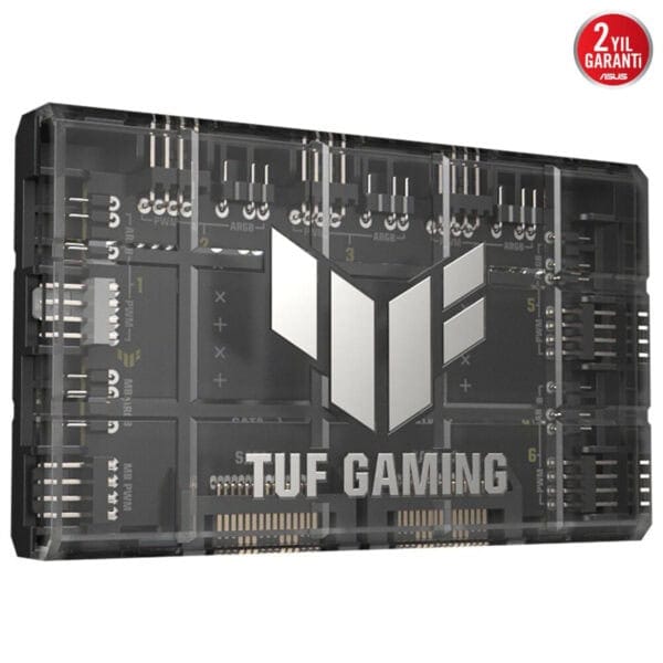 Yonga devresi koruyucu şeffaf muhafaza, TUF GAMING logosu, oyun ve bilgisayar donanımı teması, yüksek performanslı PC bileşeni, oyuncu odaklı bilgisayar parçaları, oyun tutkunları için tasarım.