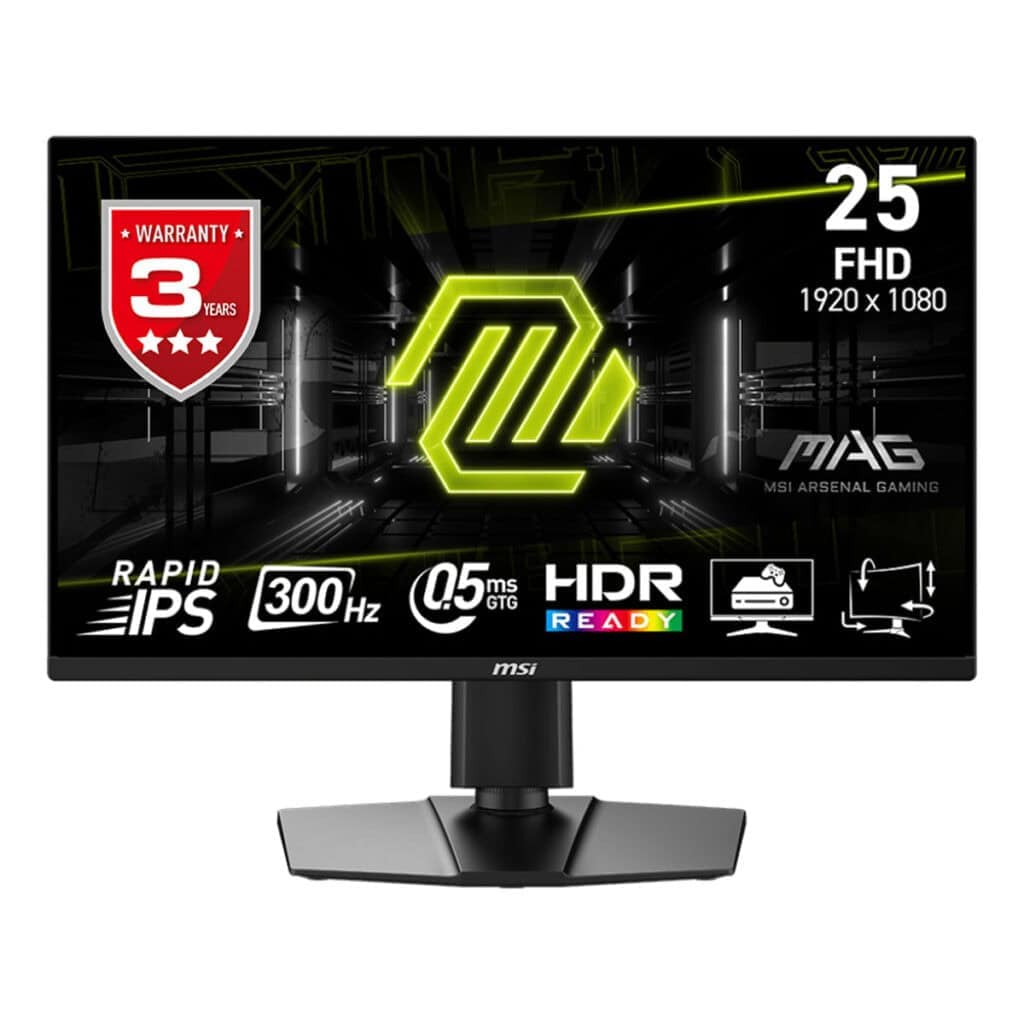 Yüksek çözünürlüklü 24 inç MSI oyun monitörü, 1920x1080 FHD, 300Hz yanıt hızı ve HDR özellikleri ile hızlı ve akıcı oyun deneyimi sağlar. Çoklu bağlantı seçenekleri ve 3 yıl garanti ile güvenilir performans sunar.
