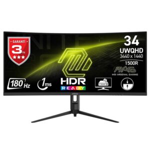 Msi Mag 342cqr E2 34 Inc 180hz 1ms Uwqhd Adaptive Sync Va Kavisli Gaming Monitor 1