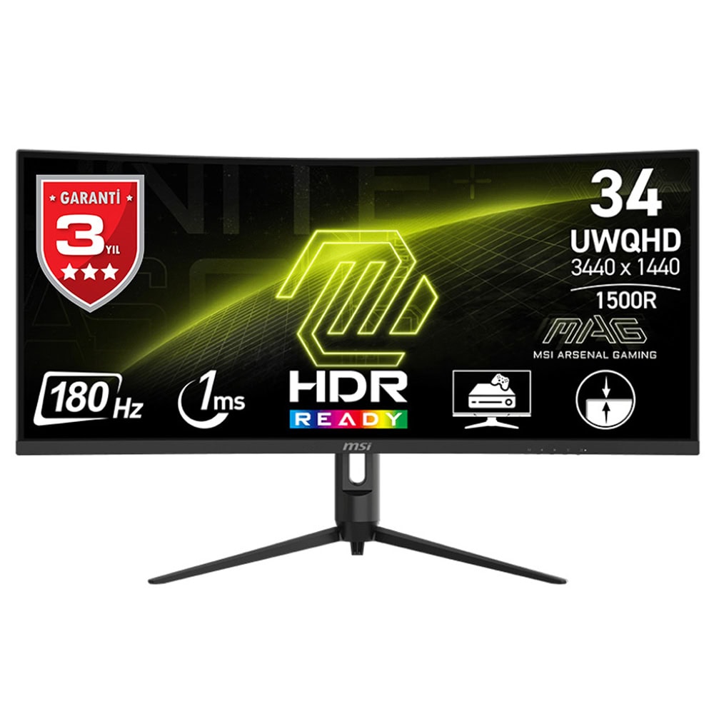 Msi Mag 342cqr E2 34 Inc 180hz 1ms Uwqhd Adaptive Sync Va Kavisli Gaming Monitor 1