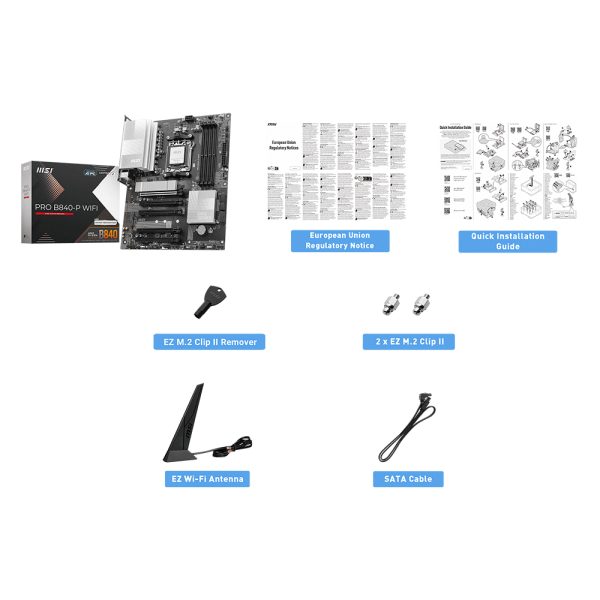 Msi Pro B840 P Wifi 8000mhz Oc Ddr5 Soket Am5 M 2 Hdmi Atx Anakart 7