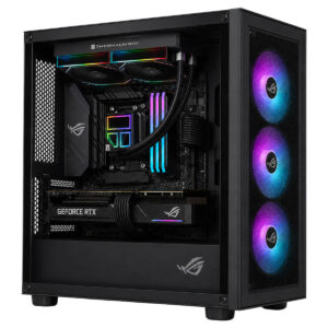 RGB aydınlatmalı gaming kasası içi donanım ve soğutucu ile donatılmış, şık ve modern tasarım.