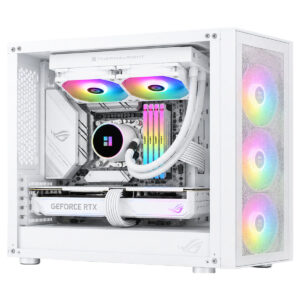 Beyaz renkli Thermalright Frozen Magic 240 V2 ARGB sıvı soğutucu, RGB aydınlatmalı fanlar ve yüksek performanslı işlemci soğutma özellikleriyle dikkat çekiyor.