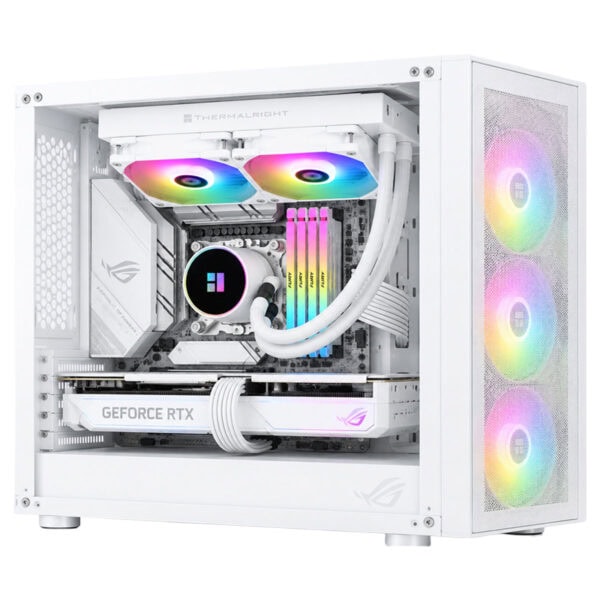 Beyaz renkli Thermalright Frozen Magic 240 V2 ARGB sıvı soğutucu, RGB aydınlatmalı fanlar ve yüksek performanslı işlemci soğutma özellikleriyle dikkat çekiyor.