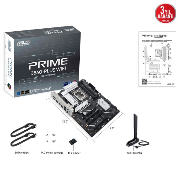 Asus Prime B860 Plus Wifi 8200mhz Oc Ddr5 Soket Lga1851 M 2 Hdmi Dp Atx Anakart 12