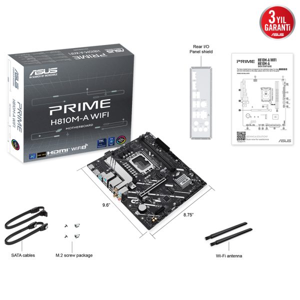 Asus Prime H810m A Wifi 6400mhz Ddr5 Soket Lga1851 M 2 Hdmi Dp Matx Anakart 8