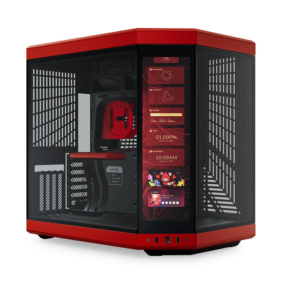 Hyte Y70 Touch Black Cherry Temperli Cam Usb 3 2 E Atx Dual Chamber Mid Tower Dokunmatik Ekranli Gaming Kasa Cs Hyte Y70ti Rb 1