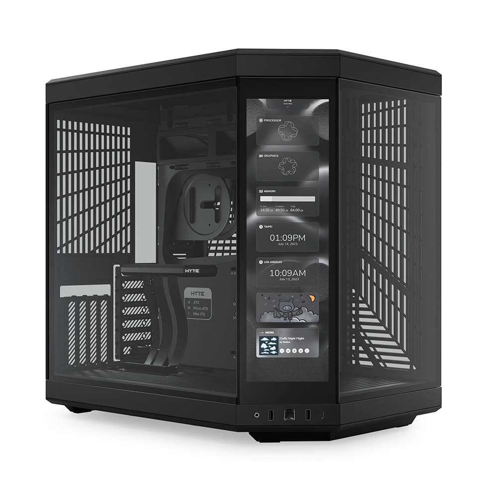 Hyte Y70 Touch Pitch Black Temperli Cam Usb 3 2 E Atx Dual Chamber Mid Tower Dokunmatik Ekranli Gaming Kasa Cs Hyte Y70ti Bb 1
