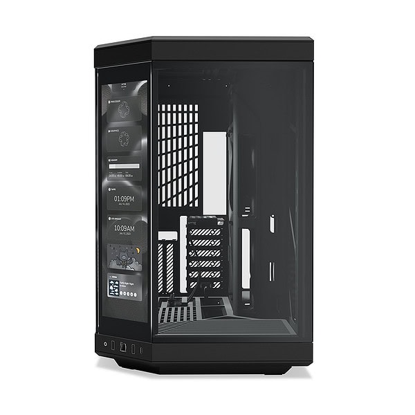 Hyte Y70 Touch Pitch Black Temperli Cam Usb 3 2 E Atx Dual Chamber Mid Tower Dokunmatik Ekranli Gaming Kasa Cs Hyte Y70ti Bb 2