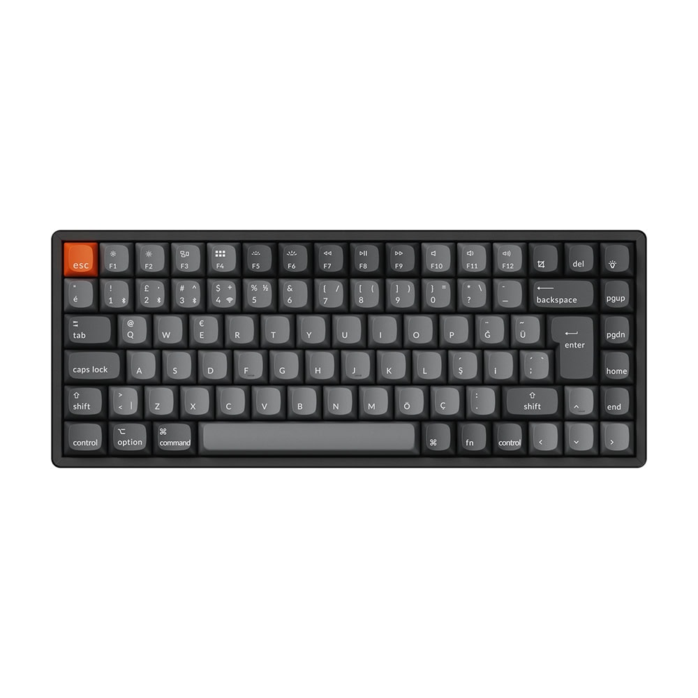 Keychron K2 Max U Red Switch Kablosuz Turkce Mekanik Karbon Siyah Gaming Klavye 1