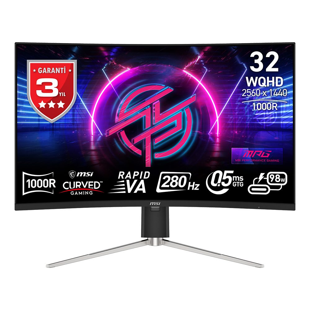 Msi Mpg 325cqrxf 31 5 Inc 280hz 0 5ms 2k Wqhd Adaptive Sync Rapid Va Kavisli Gaming Monitor 1