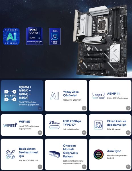 PRIME B860-PLUS WIFI ASUS ve Adobe Creative Cloud ile tasarım ve içerik üretimi için güçlü araçlar. ASUS ürünleri ve Adobe yazılımlarıyla yaratıcı projelerinizi geliştirin.
