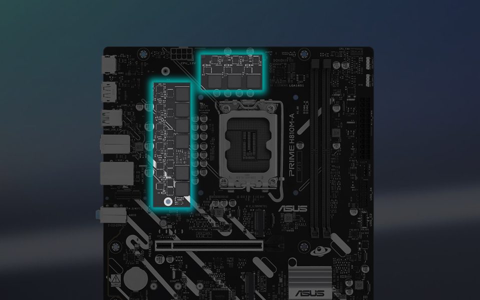 ASUS Creative Cloud ile birlikte çalışan bilgisayar ve çeşitli Adobe program ikonları, modern tasarım ve teknolojiyi yansıtıyor.