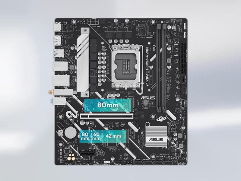 PRIME H810M-A WIFI ASUS ve Adobe Creative Cloud logosu ile birlikte ASUS bilgisayar ve monitör, projeksiyon cihazı ve çeşitli tasarım araçları.
