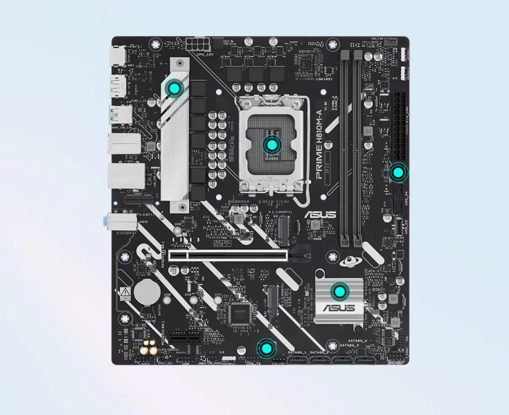ASUS Creative Cloud ile birlikte çalışan bilgisayar ve çeşitli Adobe program ikonları, modern tasarım ve teknolojiyi yansıtıyor.