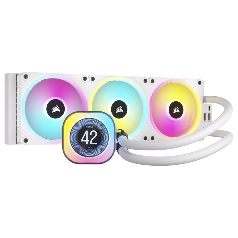 Corsair Icue Link H150i Lcd White Rgb 360mm Intel Amd Uyumlu Beyaz Islemci Sivi Sogutucu Cw 9061010 Ww 1