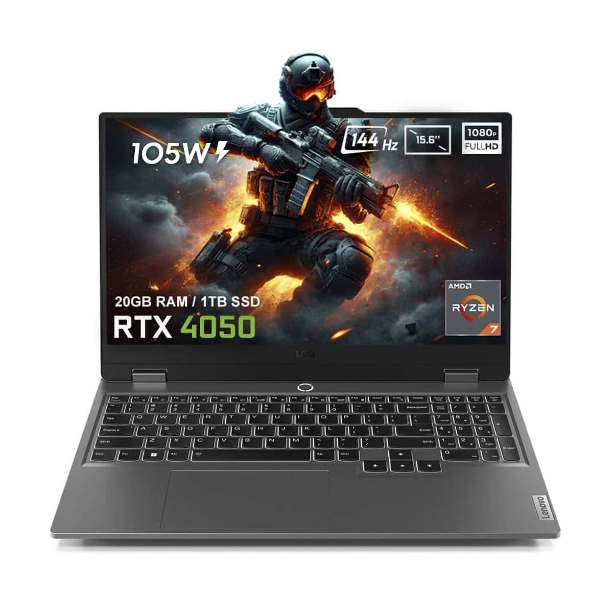 Lenovo Loq 15arp9 83jc00crtrv1 Amd Ryzen 7 7435hs 20gb Ddr5 1tb Ssd Rtx4050 6gb 105w 15 6 Inc Full Hd 144hz Ips Freedos Gaming Laptop 1