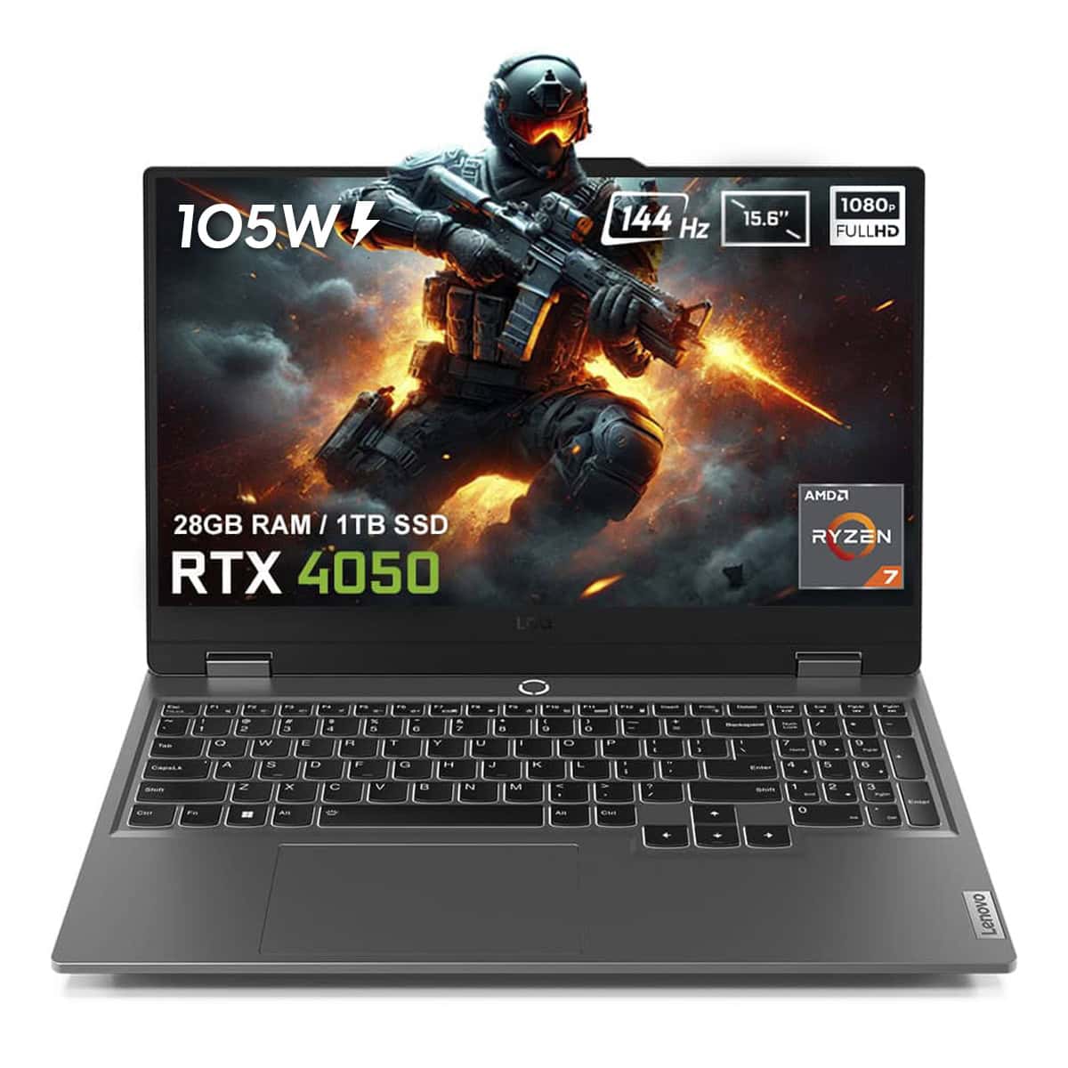 Lenovo Loq 15arp9 83jc00crtrv2 Amd Ryzen 7 7435hs 28gb Ddr5 1tb Ssd Rtx4050 6gb 105w 15 6 Inc Full Hd 144hz Ips Freedos Gaming Laptop 1