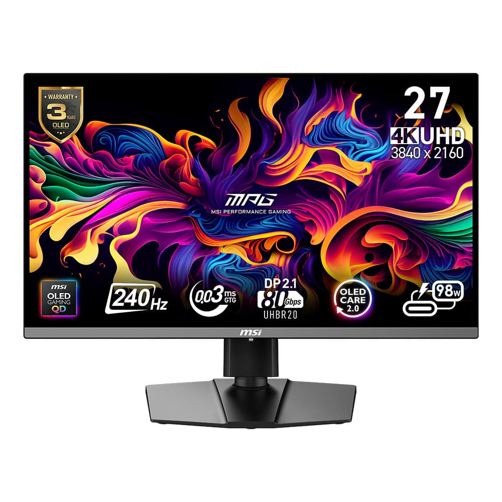 Msi Mpg 272urx Qd Oled 27 Inc 240hz 0 03ms 4k Uhd Adaptive Sync Qd Oled Pivot Gaming Monitor F1