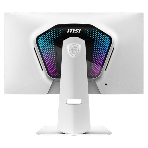 Yüksek performanslı MSI oyun monitörü beyaz tasarım, RGB aydınlatmalı arka panel, gamers için tasarlanmış profesyonel ekran.