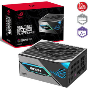 Yüksek performanslı ASUS ROG THOR 1200W Platinum güç kaynağı, oyun ve bilgisayar sistemleri için stabil ve verimli güç sağlar. RGB aydınlatma ve dayanıklı tasarımıyla öne çıkar.
