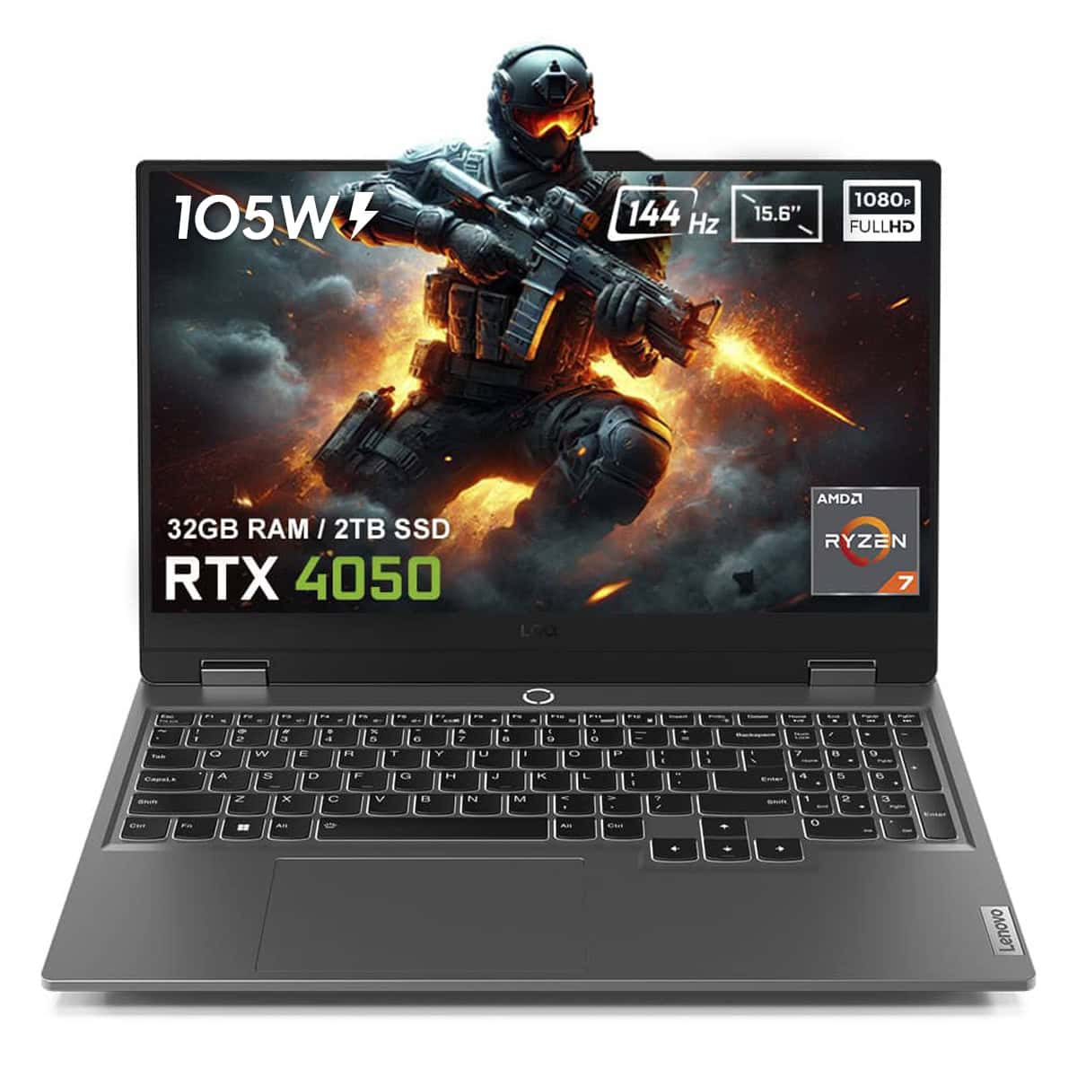 Lenovo Loq 15arp9 83jc00crtrv4 Amd Ryzen 7 7435hs 32gb Ddr5 2tb Ssd Rtx4050 6gb 105w 15 6 Inc Full Hd 144hz Ips Freedos Gaming Laptop 1