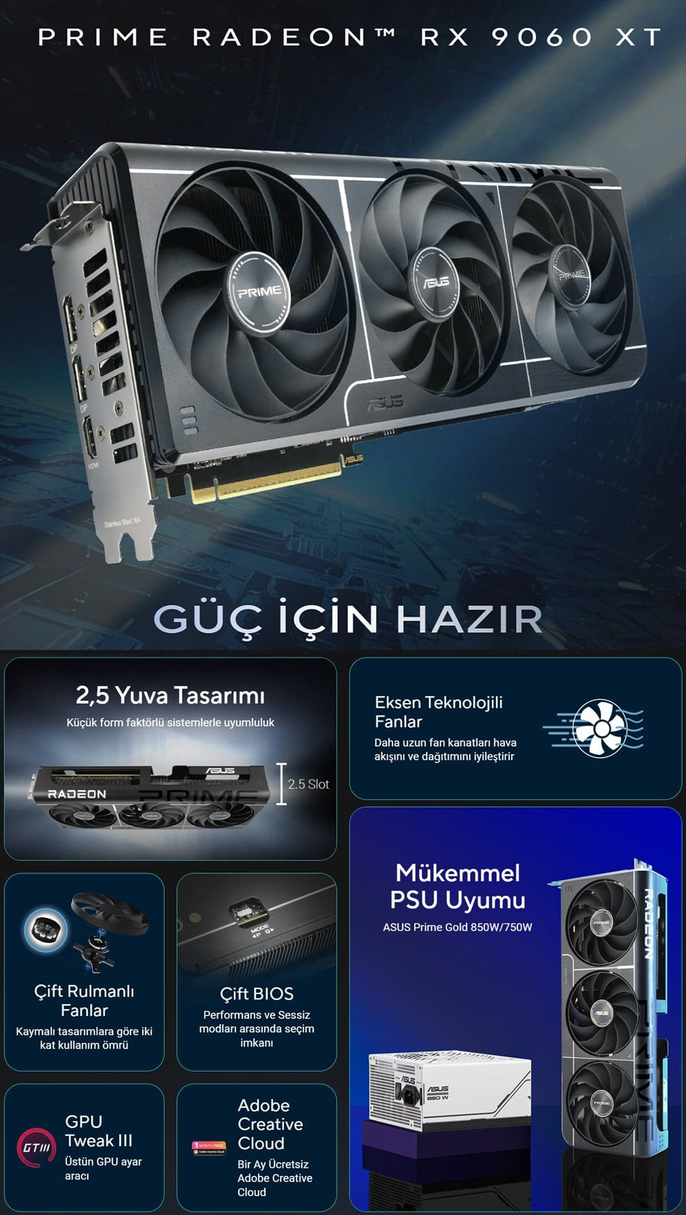ASUS Prime Radeon RX 9060 XT Ekran Kartı H3