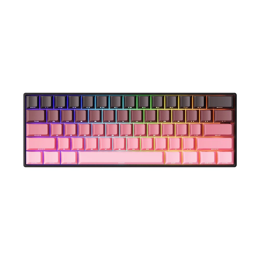 Akko Monsgeek Fun60 Max Shine Through Black Pink Gradient Hall Effect Manyetik Switch Argb Kablosuz Hotswap Mekanik Gaming Klavye 1
