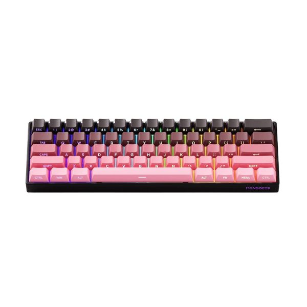 Akko Monsgeek Fun60 Max Shine Through Black Pink Gradient Hall Effect Manyetik Switch Argb Kablosuz Hotswap Mekanik Gaming Klavye 2