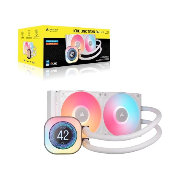 Corsair Icue Link Titan 240 Rx Lcd Rgb 240 Mm Intel Amd Uyumlu Beyaz Islemci Sivi Sogutucu Cw 9061025 Ww 6