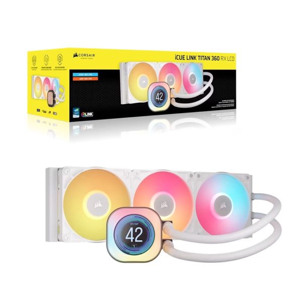 Corsair Icue Link Titan 360 Rx Lcd Rgb 360 Mm Intel Amd Uyumlu Beyaz Islemci Sivi Sogutucu Cw 9061026 Ww 6