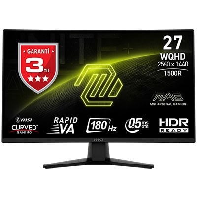 MSI MAG 274CQF 27 inç 180Hz 0.5ms 2K WQHD Adaptive Sync Rapid VA Kavisli Gaming Monitör H1