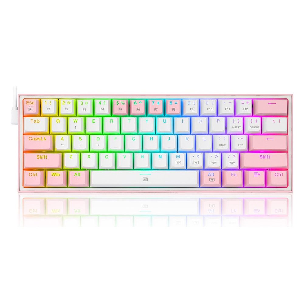 Redragon K617 Fizz 60 Red Switch Rgb Hotswap Turkce Beyaz Pembe Mekanik Gaming Klavye 1