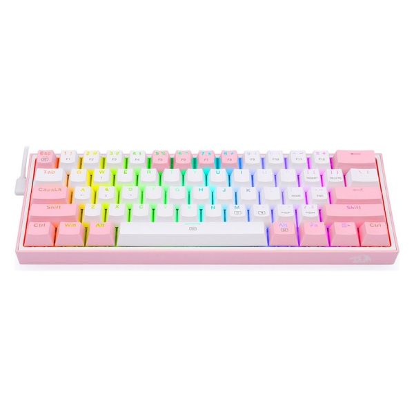 Redragon K617 Fizz 60 Red Switch Rgb Hotswap Turkce Beyaz Pembe Mekanik Gaming Klavye 2