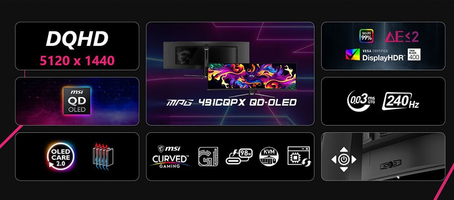MSI MPG 491CQPX QD-OLED Gaming Monitör H3