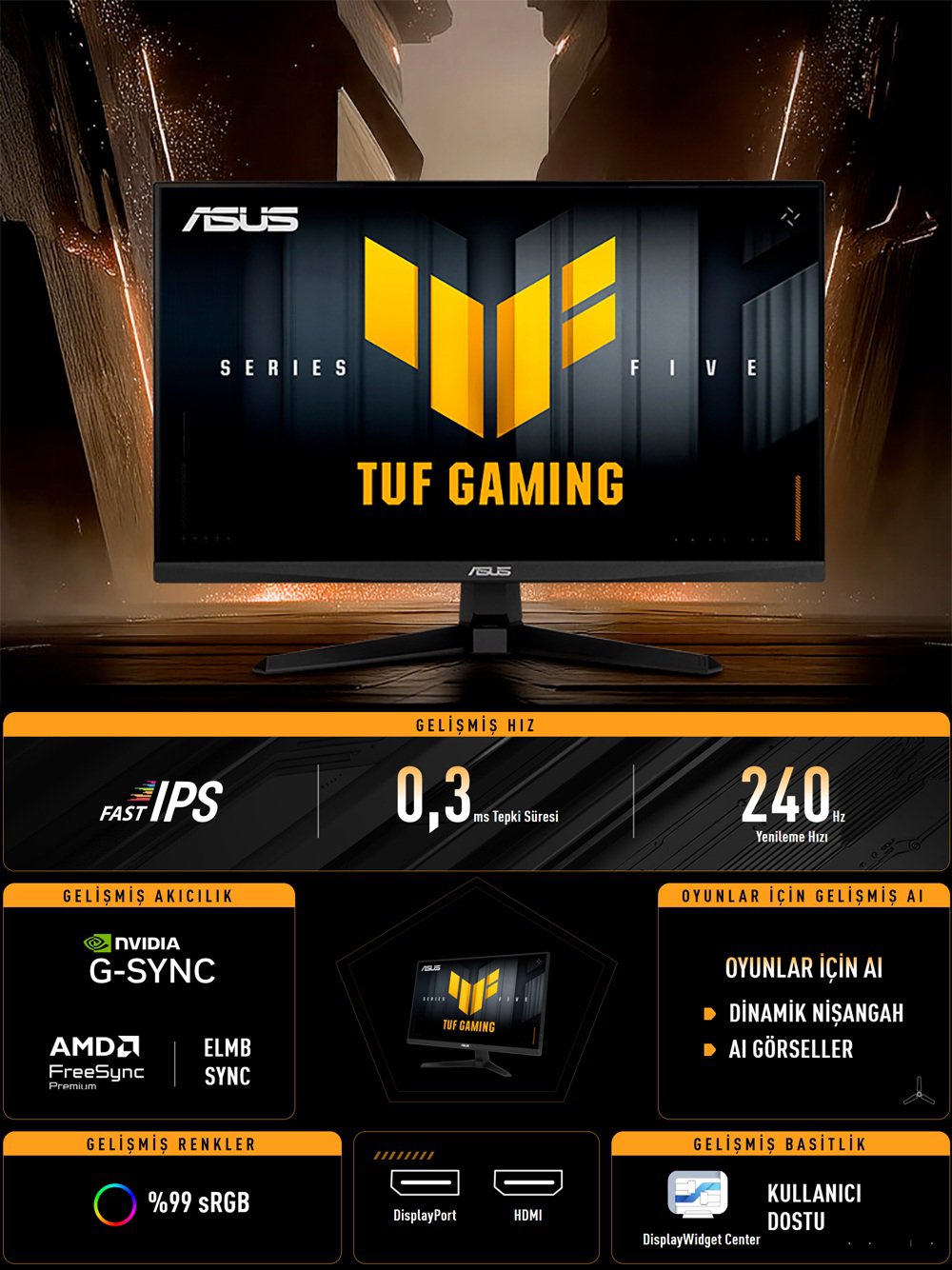 ASUS TUF Gaming VG279QM5A Gaming Monitör H3
