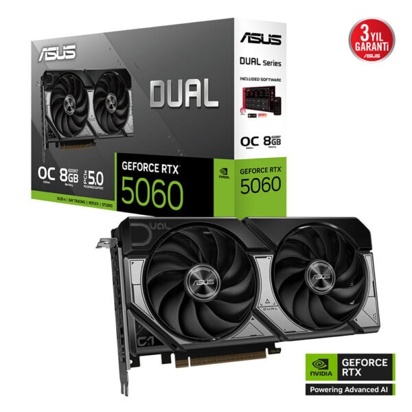 Asus Dual Geforce Rtx 5060 Oc 8gb Gddr7 128 Bit Dlss 4 Ekran Karti Y2