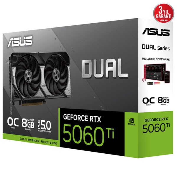 Asus Dual Geforce Rtx 5060 Ti Oc 8gb Gddr7 128 Bit Dlss 4 Ekran Karti 16