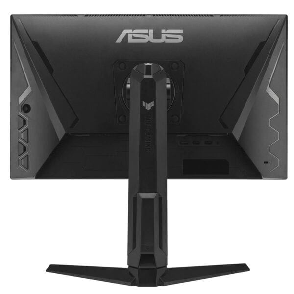 Yüksek performanslı ASUS TUF Gaming monitör arka görünüm, oyuncular için profesyonel oyun deneyimi ve yüksek çözünürlük ile tasarlanmış.